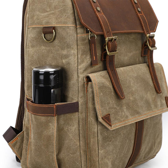 Compact Camera Backpack for Travel with Multiple Compartments - Leather Purse Backpack