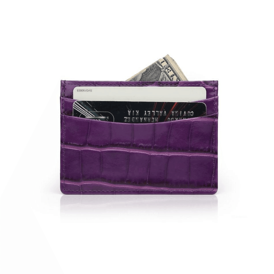 Elegant Dark Magenta Card Holder Italian Leather - Leather Purse Backpack