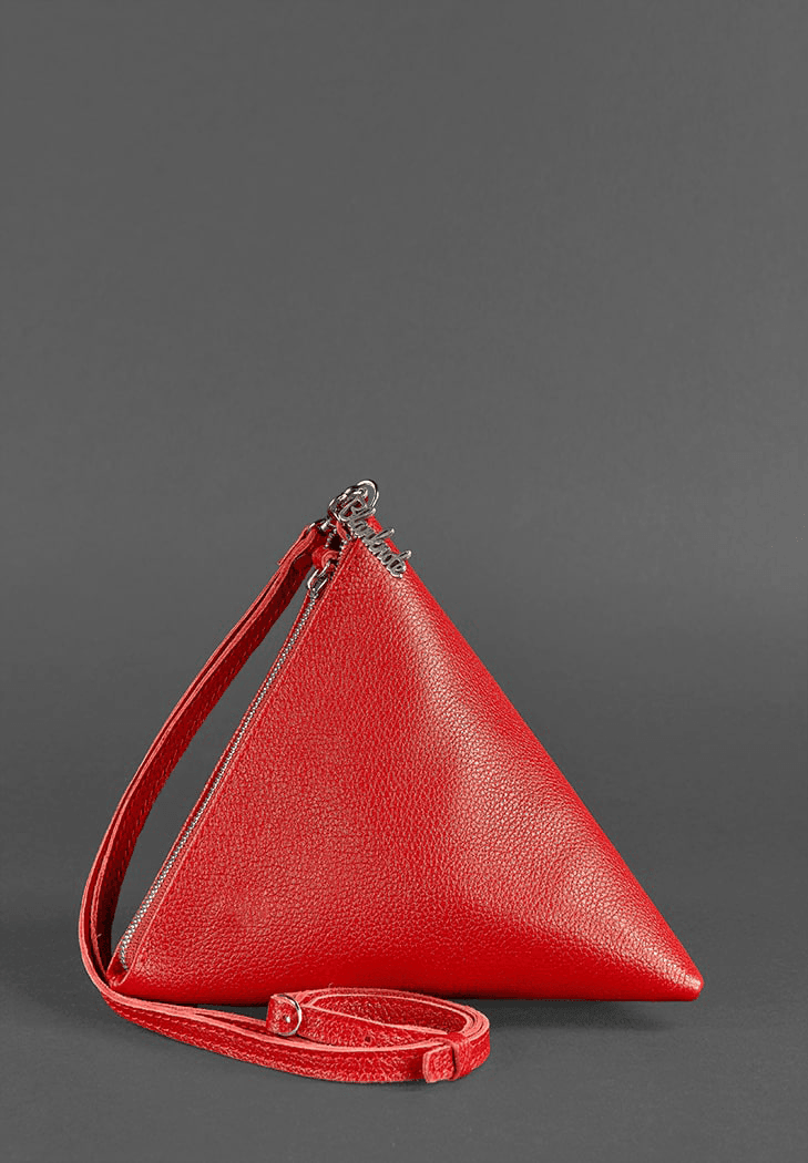 Elegant Design Women's Leather Cosmetic Bag Pyramid - Leather Purse Backpack