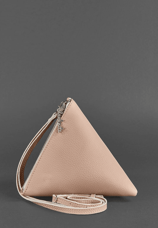 Elegant Design Women's Leather Cosmetic Bag Pyramid - Leather Purse Backpack