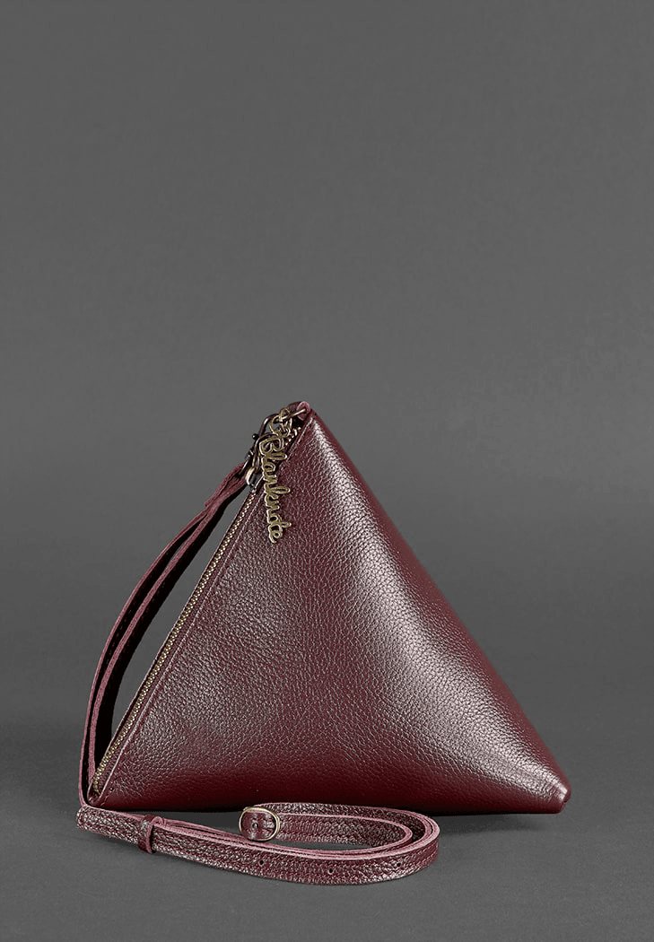 Elegant Design Women's Leather Cosmetic Bag Pyramid - Leather Purse Backpack