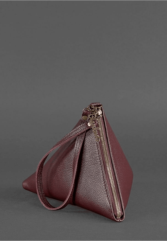 Elegant Design Women's Leather Cosmetic Bag Pyramid - Leather Purse Backpack