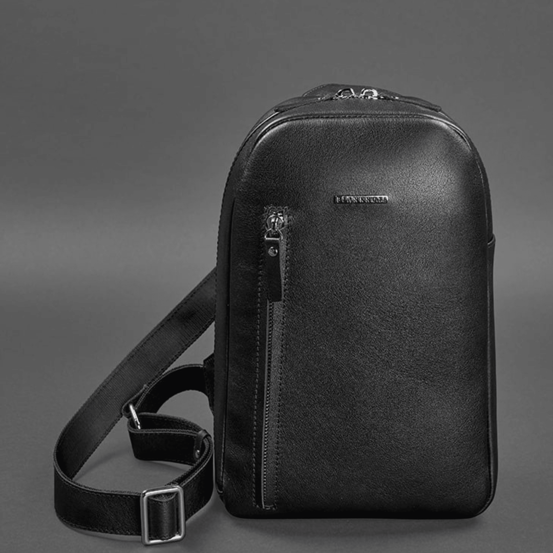 Elegant Handmade Premium Leather Men's One-Shoulder Sling Backpack - Leather Purse Backpack