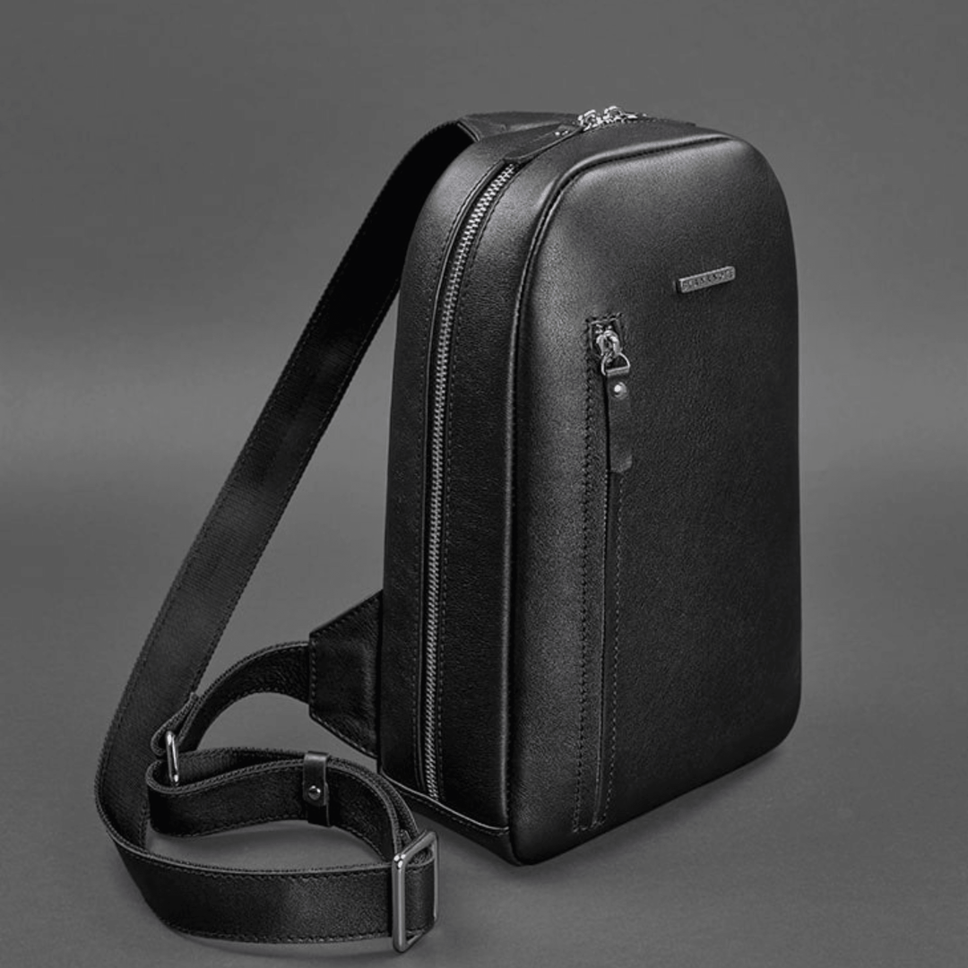 Elegant Handmade Premium Leather Men's One-Shoulder Sling Backpack - Leather Purse Backpack