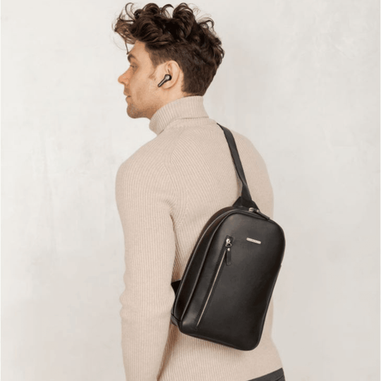 Elegant Handmade Premium Leather Men's One-Shoulder Sling Backpack - Leather Purse Backpack