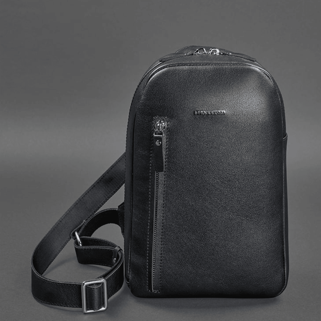 Elegant Handmade Premium Leather Men's One-Shoulder Sling Backpack - Leather Purse Backpack