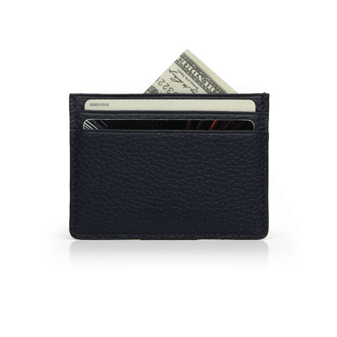 Elegant Navy Minimalist Leather Card Holder - Leather Purse Backpack