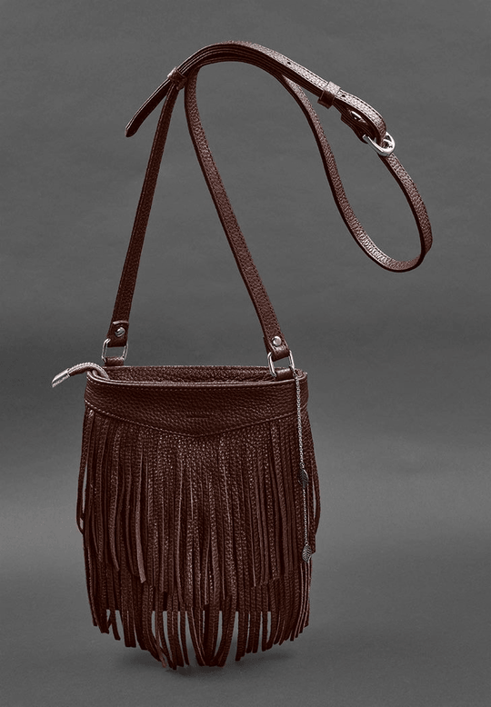 Exclusive Mini Crossbody Women's Leather Bag with Fringe - Leather Purse Backpack