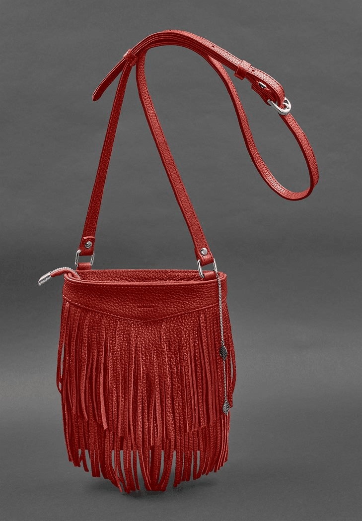 Exclusive Mini Crossbody Women's Leather Bag with Fringe - Leather Purse Backpack