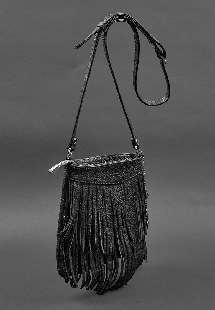 Exclusive Mini Crossbody Women's Leather Bag with Fringe - Leather Purse Backpack