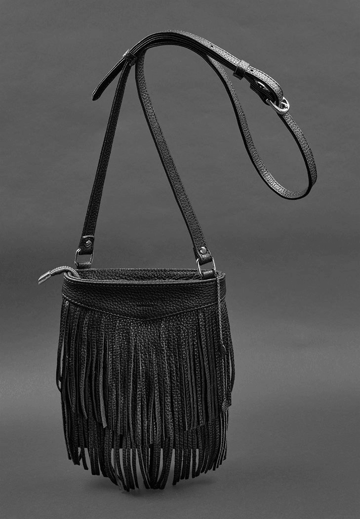 Exclusive Mini Crossbody Women's Leather Bag with Fringe - Leather Purse Backpack