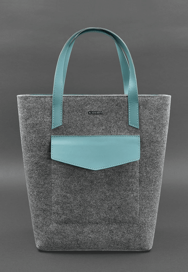 Exclusive Women's Felt Shopper Bag with Leather Inserts - Leather Purse Backpack