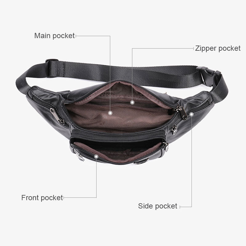 Men's chest bag with a stylish design in premium leather