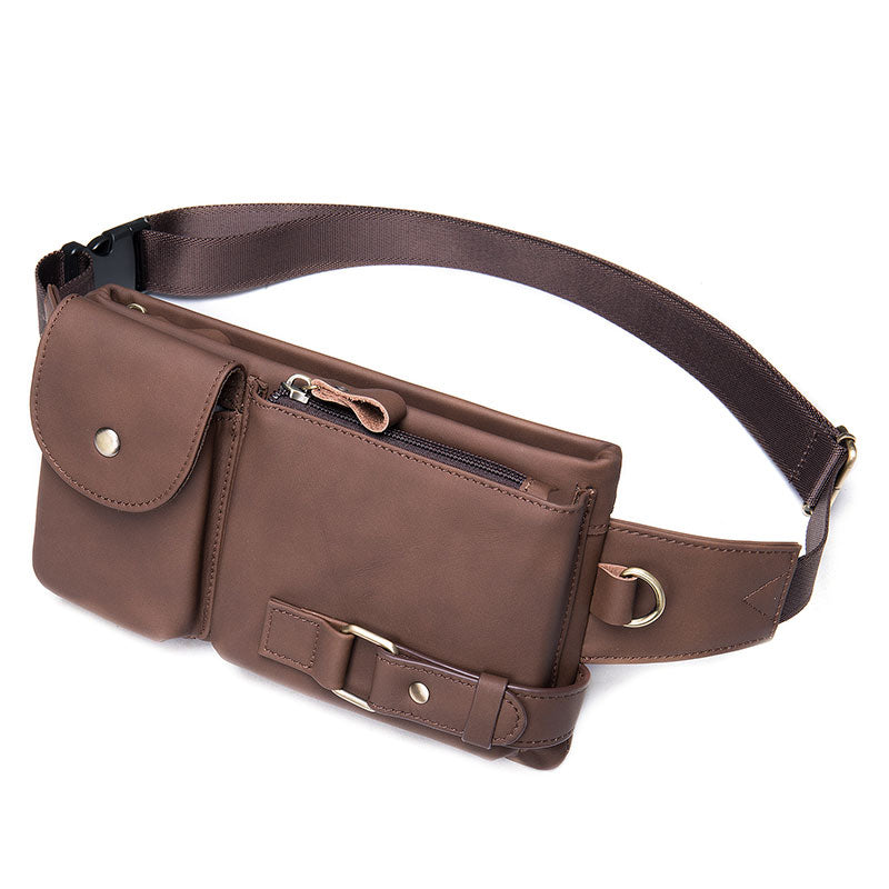Ergonomic men's leather waist bags for comfort