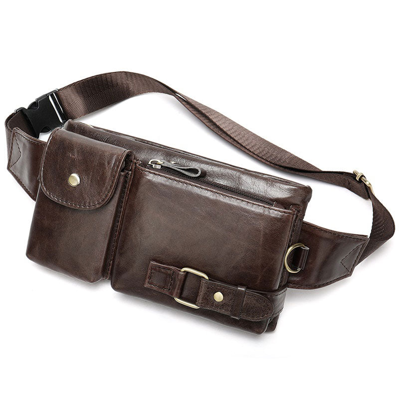 Ergonomic men's leather waist bags for comfort