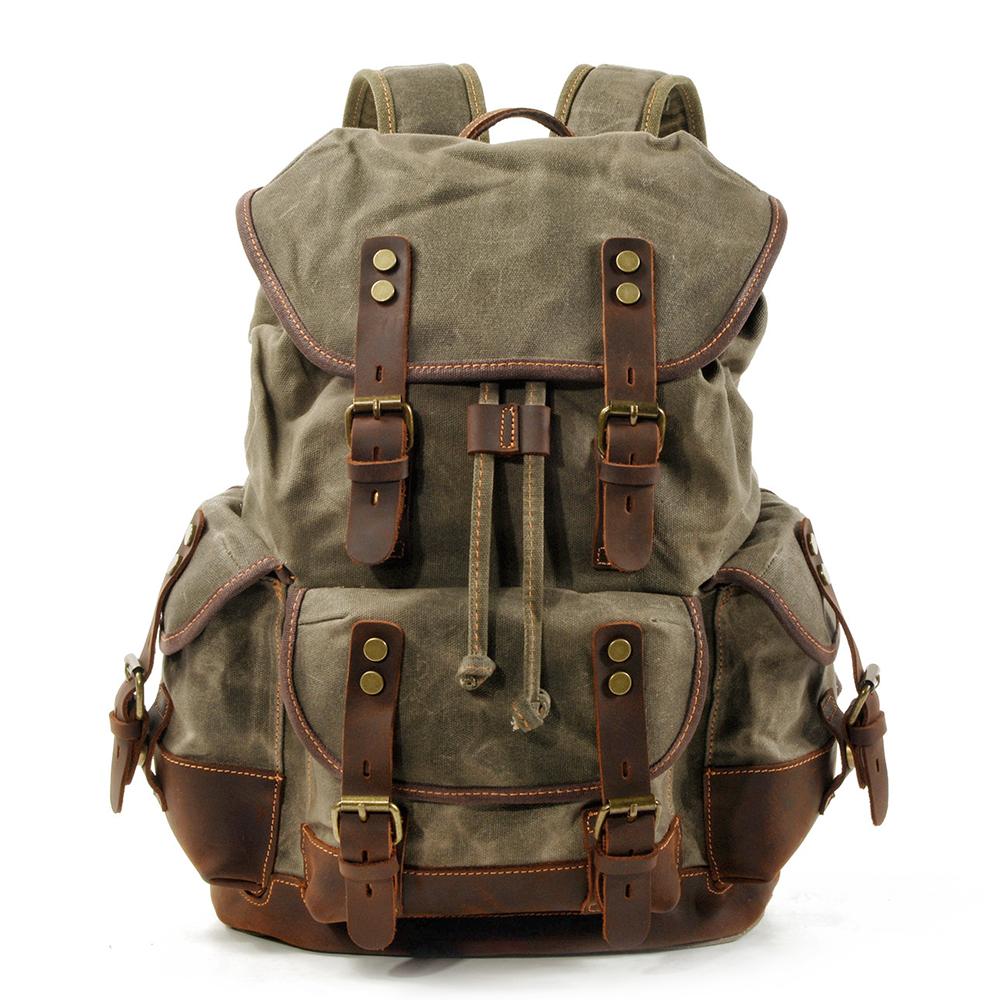 Durable Canvas Hiking Backpack – Lightweight, Water-Resistant Outdoor Bag Green Army