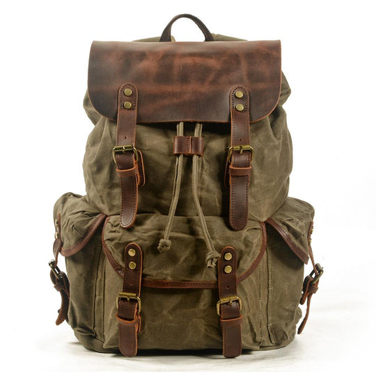 Elegant Canvas Leather Backpack – Durable, Stylish Bag for Everyday Use - Leather Purse Backpack