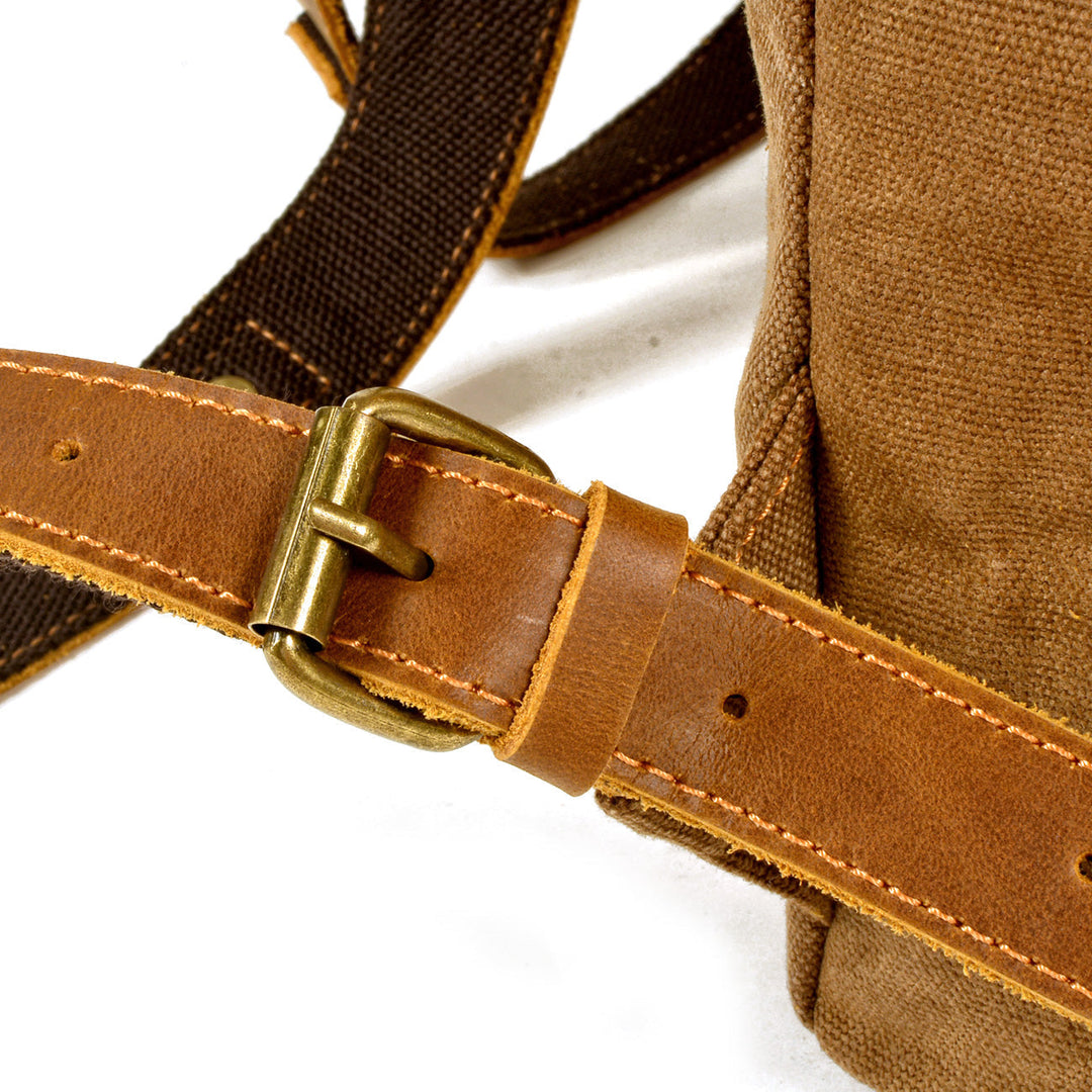 Elegant Waxed Canvas Rucksack for Commuting and Exploration - Leather Purse Backpack