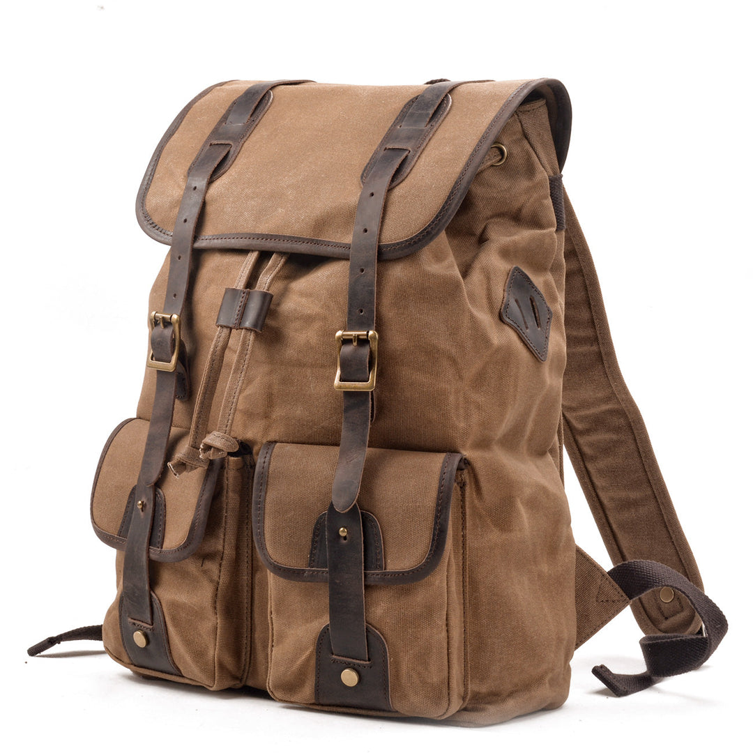 Canvas Travel Backpack with Laptop Sleeve and Multiple Pockets - Leather Purse Backpack