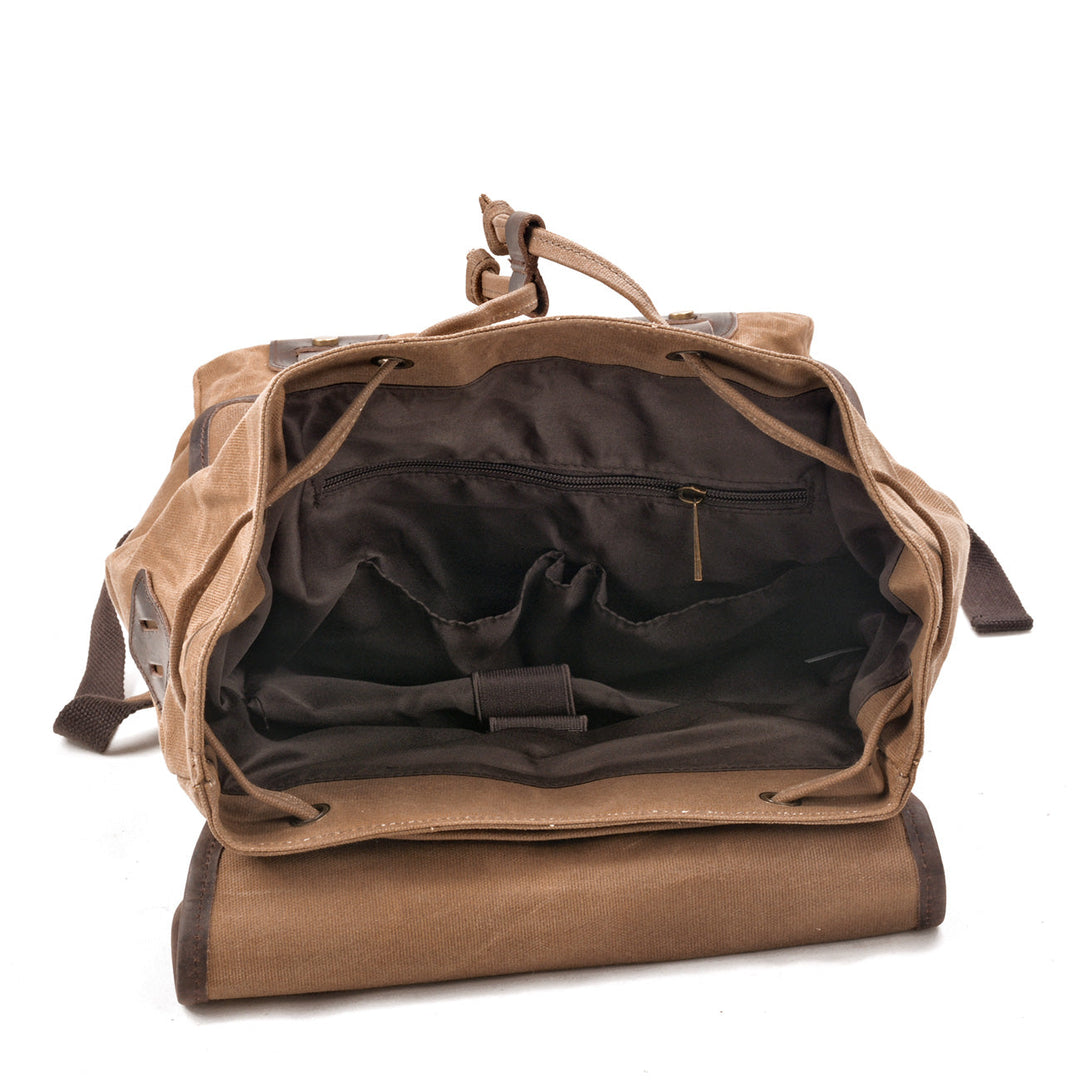 Canvas Travel Backpack with Laptop Sleeve and Multiple Pockets - Leather Purse Backpack