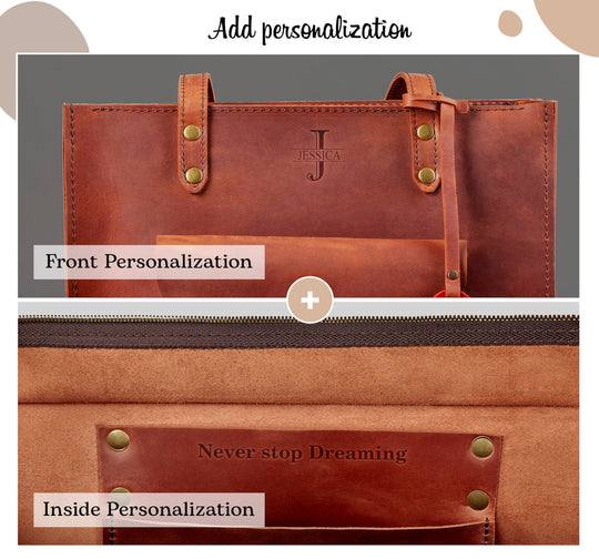 Ladies Leather Laptop Bag, Large Tote Bag with Outside Pocket, Classic Women Bag with Long Handles