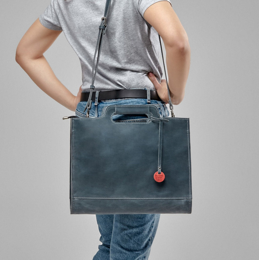 Slim Office Bag for Women, Laptop Bag Leather Clutch Bag