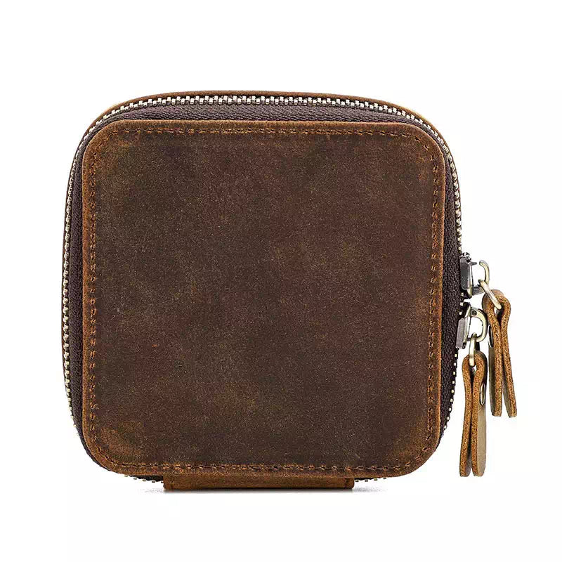 Petite leather jewelry travel roll