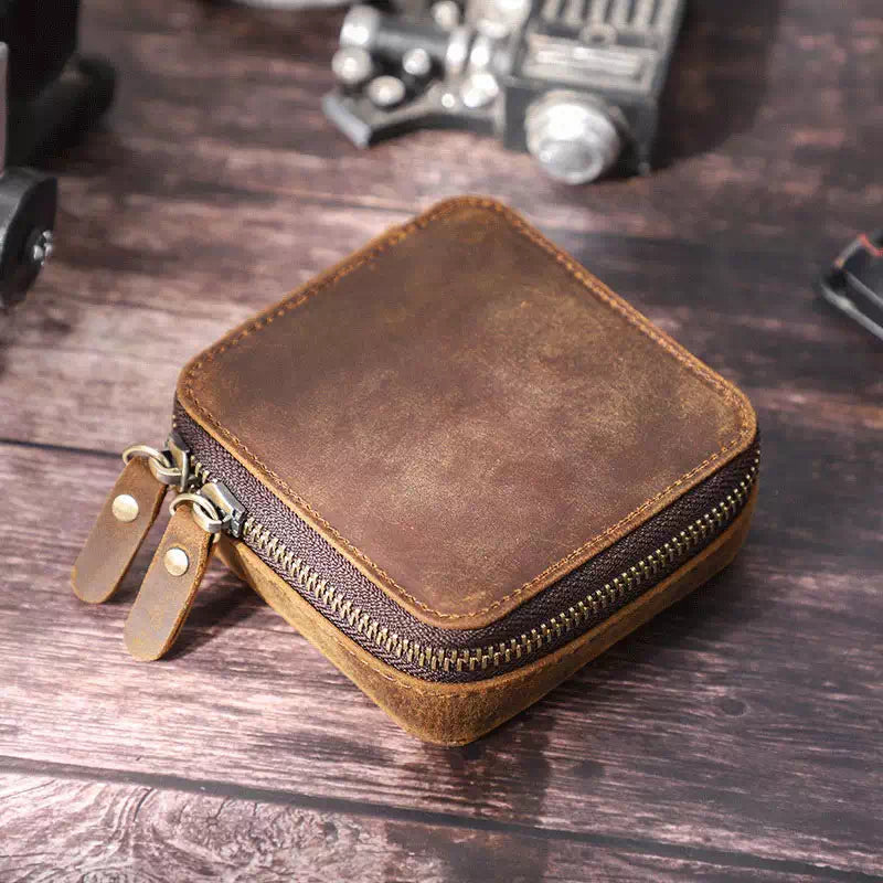 Stylish travel-friendly leather jewelry storage