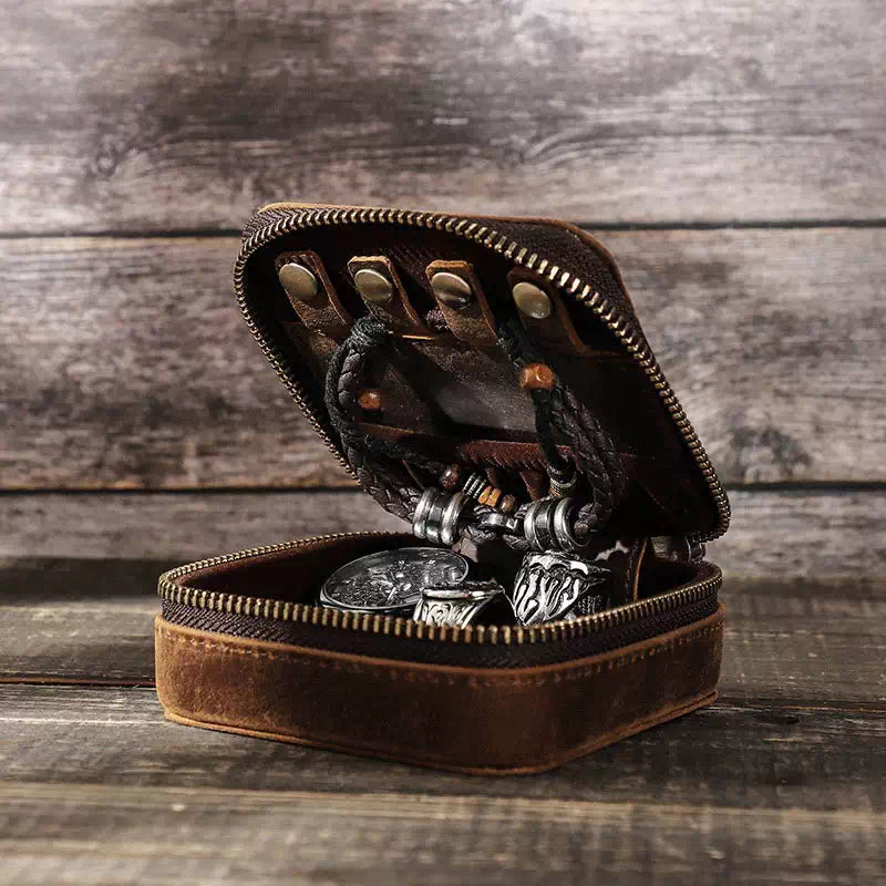 Sleek leather travel pouch for jewelry
