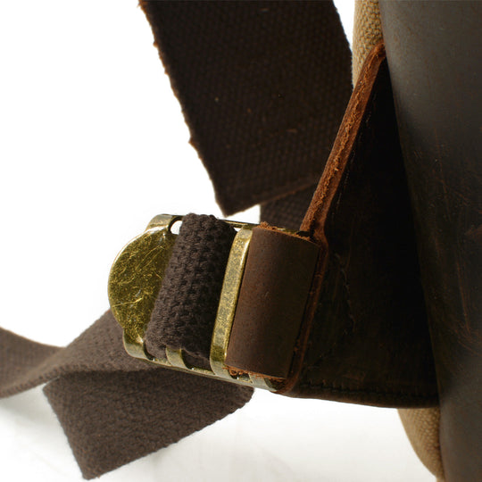 Durable Vintage Canvas Rucksack with Easy Access and Retro Charm - Leather Purse Backpack