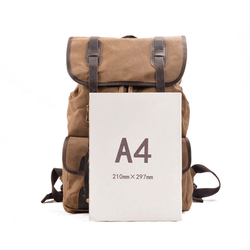 Canvas Travel Backpack with Laptop Sleeve and Multiple Pockets - Leather Purse Backpack