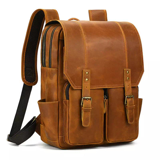Hiking backpack in full grain leather
