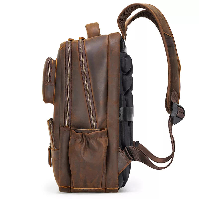 Crazy Horse leather backpack for men - extra-large for travel