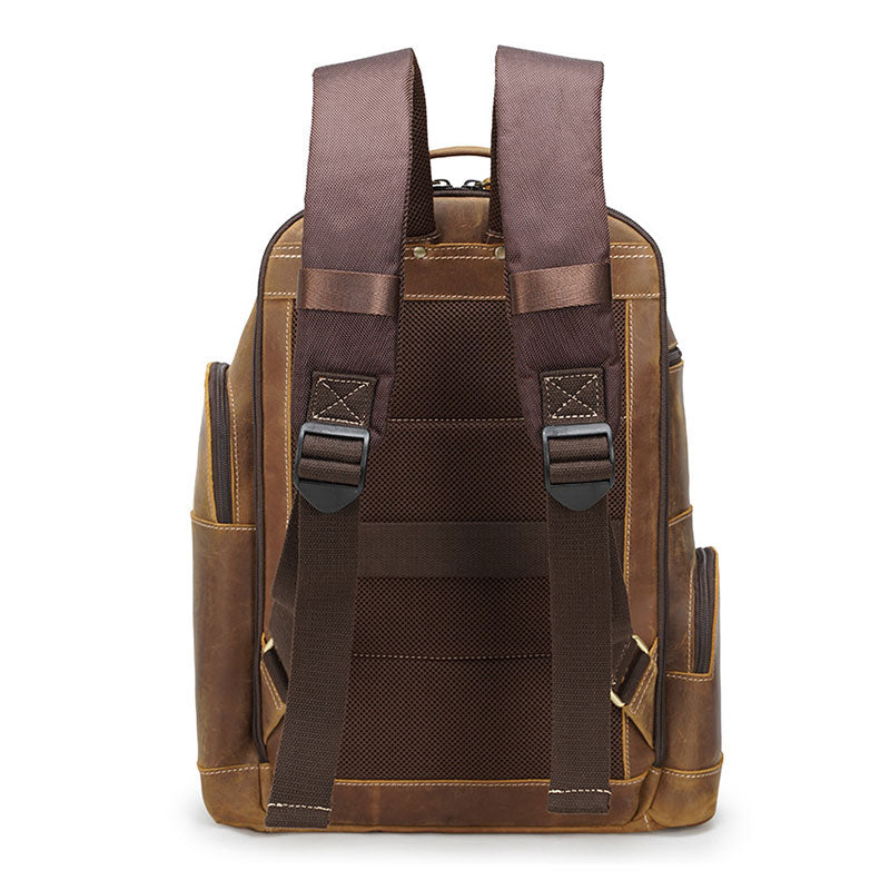 Men's leather handbag backpack crafted by hand
