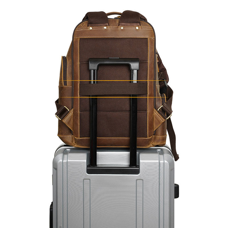 Handmade men's leather backpack with genuine leather