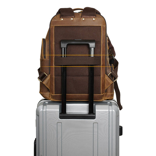 Handmade men's leather backpack with genuine leather