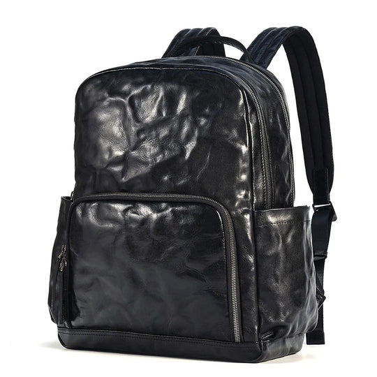 Men's black vegetable leather work backpack