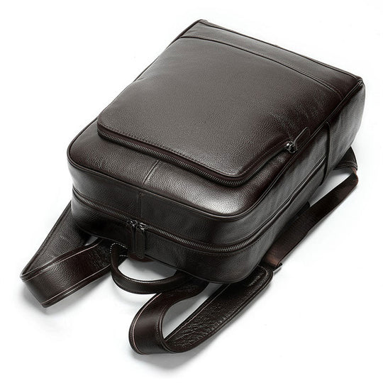 Sleek and classic men's leather business laptop backpack