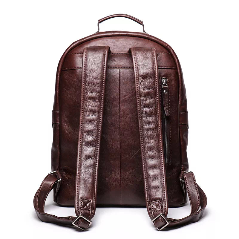 Classic design leather backpack with dedicated laptop space