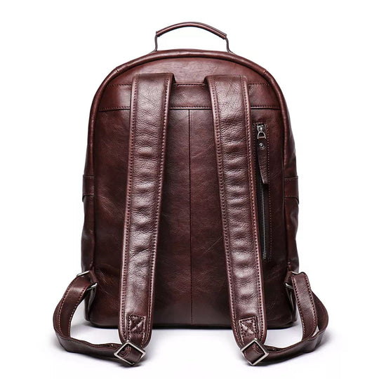 Classic design leather backpack with dedicated laptop space
