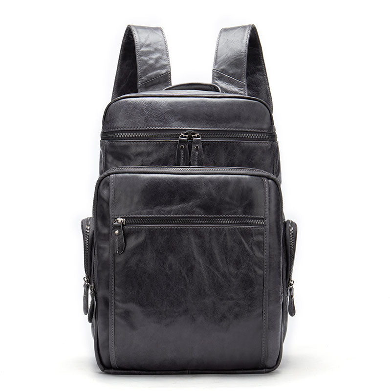 Handcrafted unique men's leather travel backpack