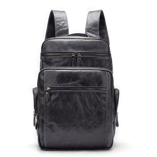 Handcrafted unique men's leather travel backpack