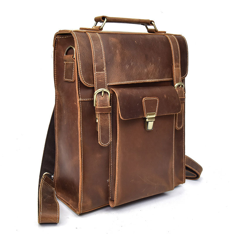 Casual daypack in vintage genuine leather
