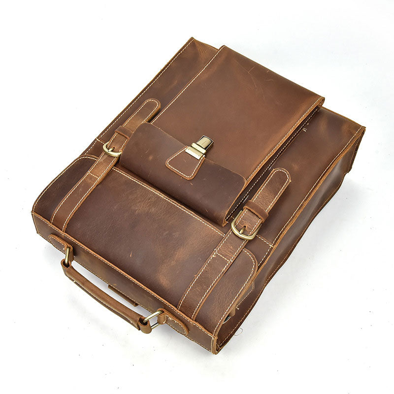 Retro-inspired genuine leather backpack for casual outings