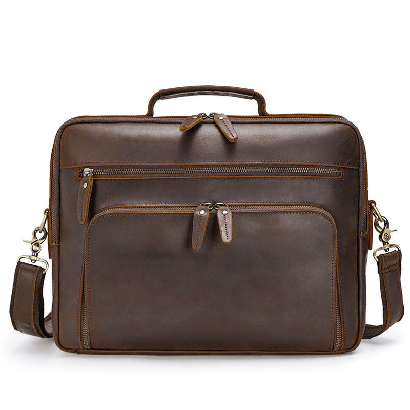 Timeless design Crazy Horse leather business case for men