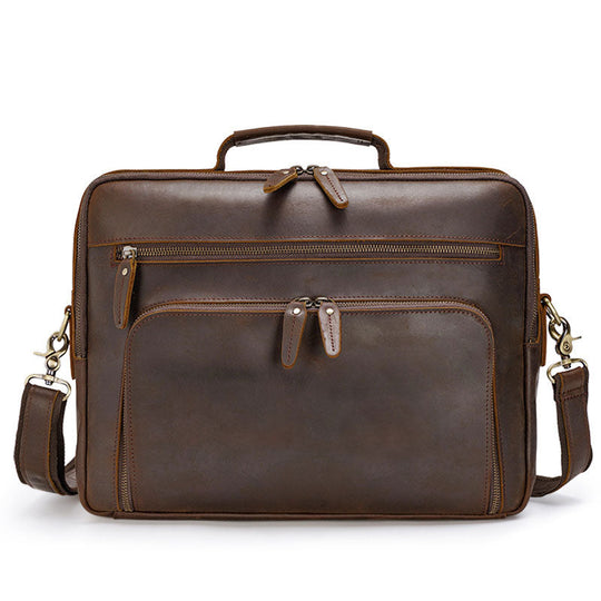 Timeless design Crazy Horse leather business case for men