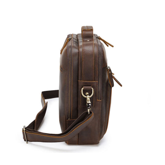 Chic and timeless men's Crazy Horse leather briefcase