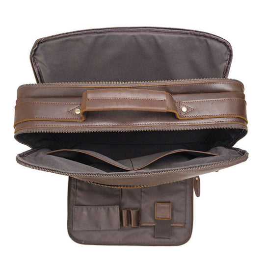Fashionable classic Crazy Horse leather briefcase for him