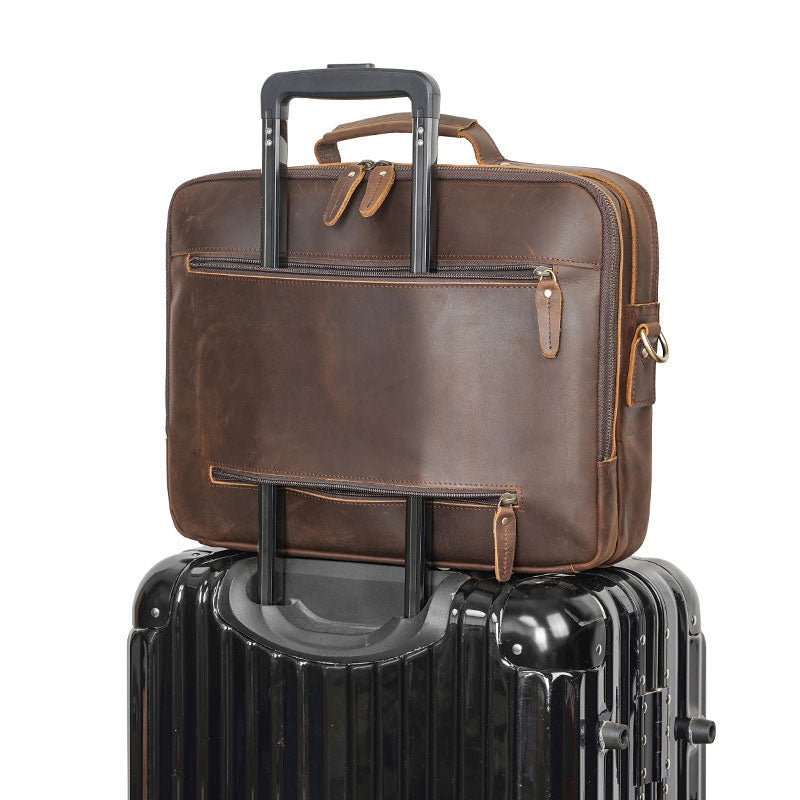 Classic look Crazy Horse leather briefcase suitable for men