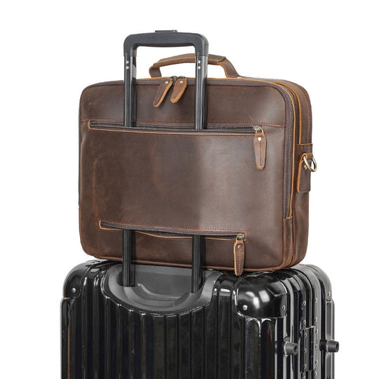 Classic look Crazy Horse leather briefcase suitable for men